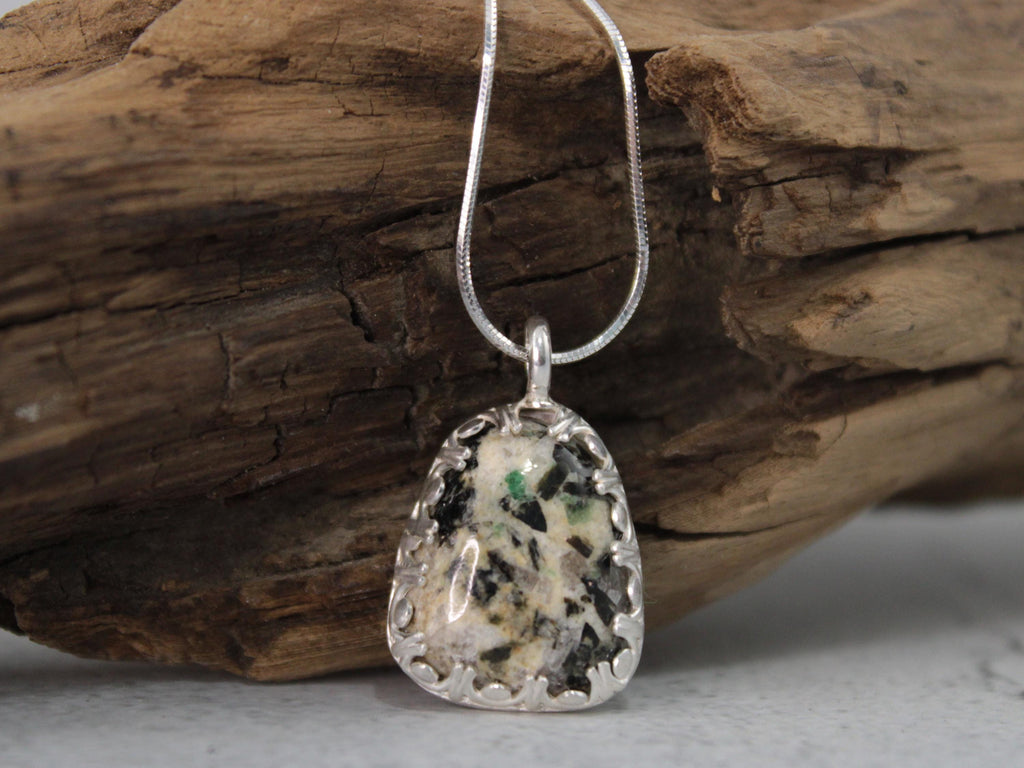 Raw Emerald and Tourmaline Necklace – Sterling Silver May Birthstone Pendant – Handmade North Carolina Gemstone Jewelry