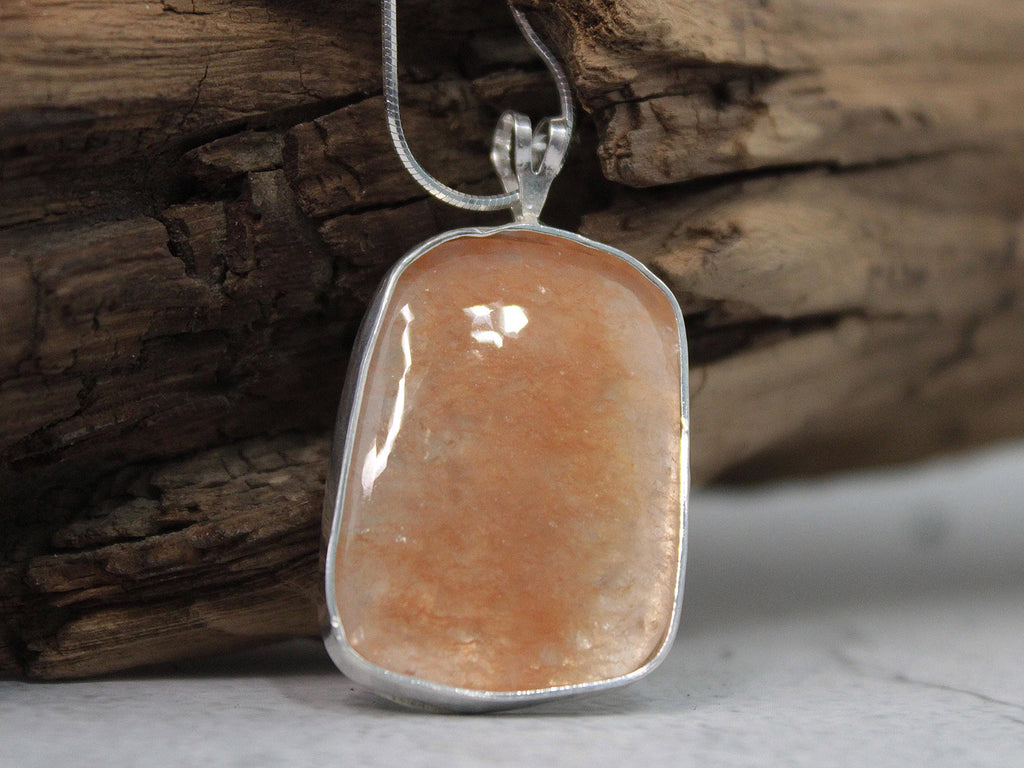 Fire Quartz Pendant Necklace – Red Hematoid Quartz in Sterling Silver – Handmade Gemstone Gift from North Carolina