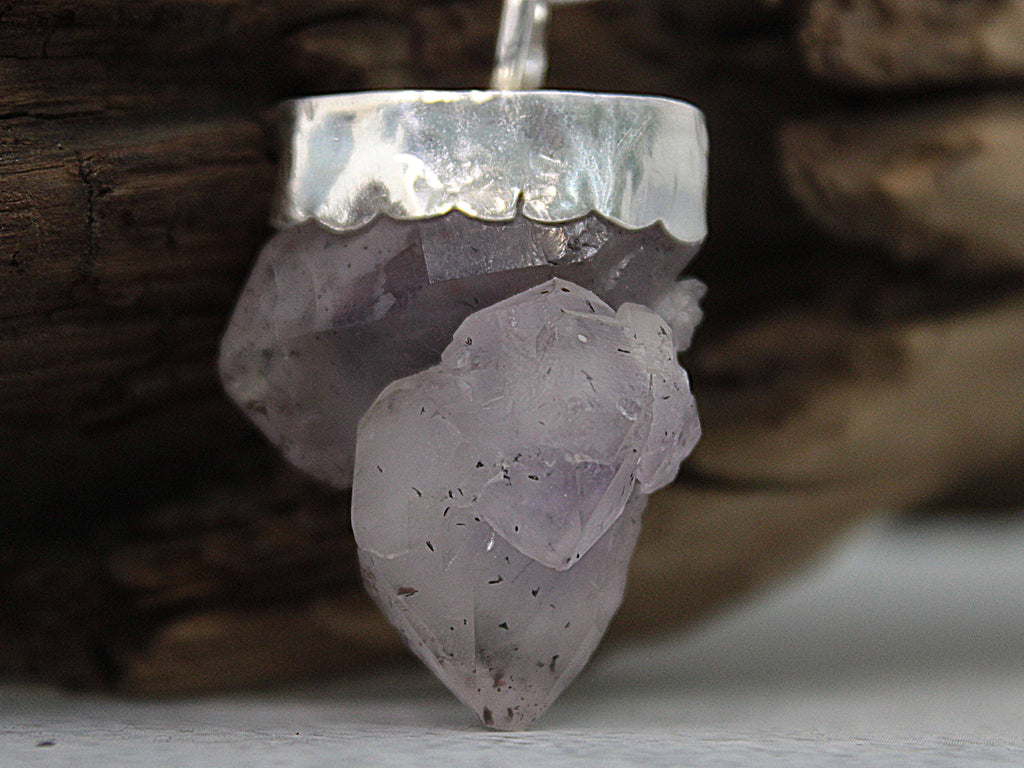 Raw Amethyst Pendant Necklace – Sterling Silver Crystal from North Carolina – Handmade February Birthstone Jewelry