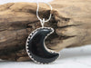 Black Obsidian Moon Necklace – Sterling Silver Crescent Pendant – Handmade Celestial Jewelry Gift for Her