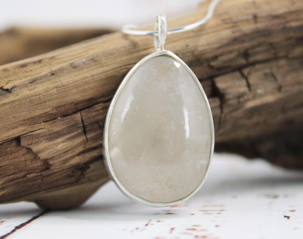 Smoky Quartz Pendant Necklace – Handmade Teardrop Stone from North Carolina – Sterling Silver Gift for Her
