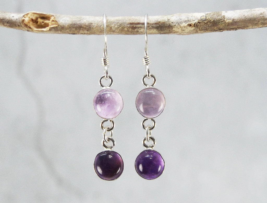 2 Stone Amethyst Earrings (Pair B)