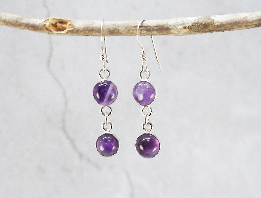2 Stone Amethyst Earrings (Pair C)
