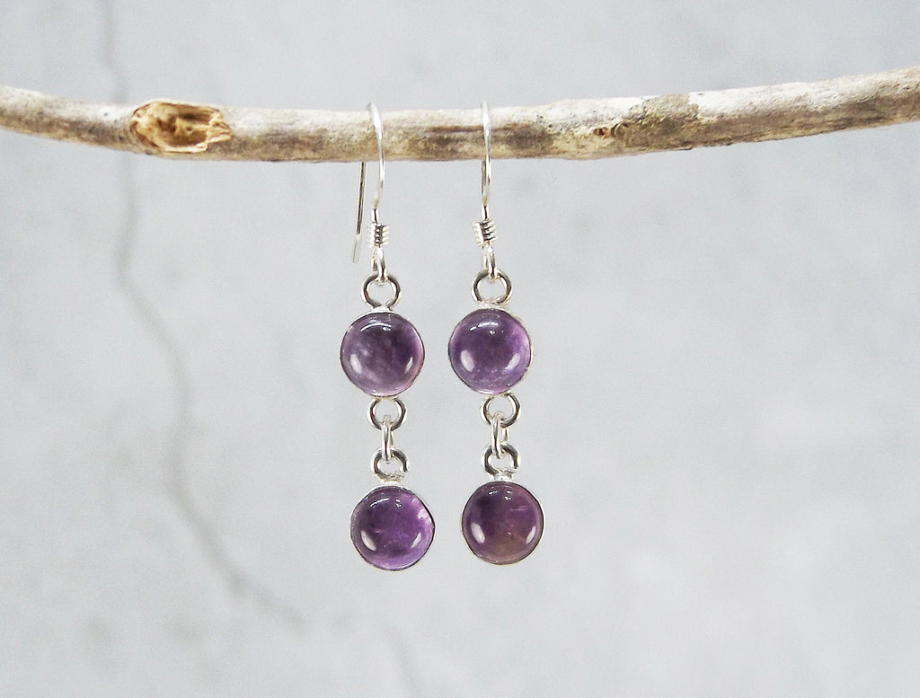 2 Stone Amethyst Earrings (Pair D)