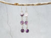3 Stone Amethyst Earrings