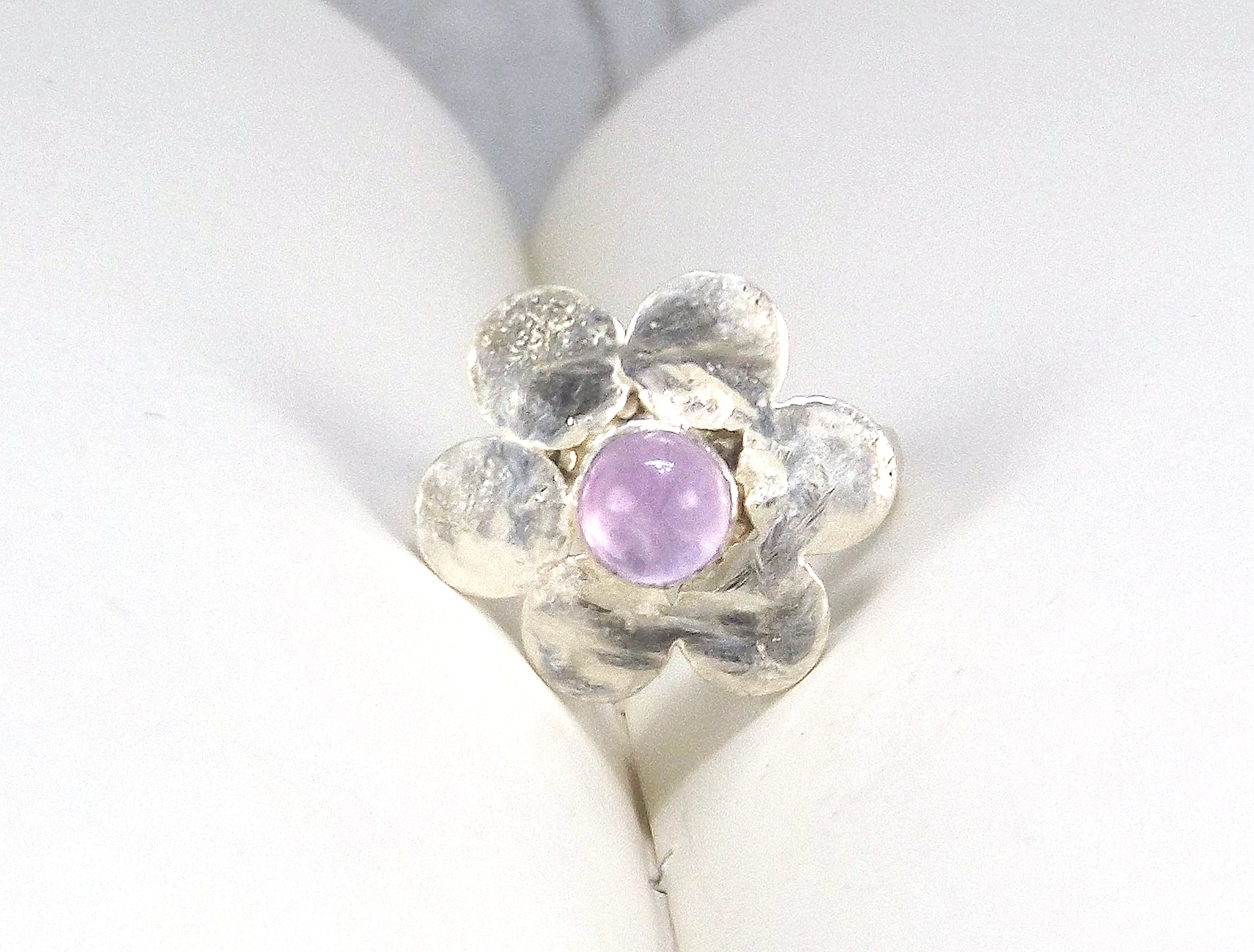 Adjustable Sterling Silver Amethyst Flower Ring – Eluna Jewelry Designs