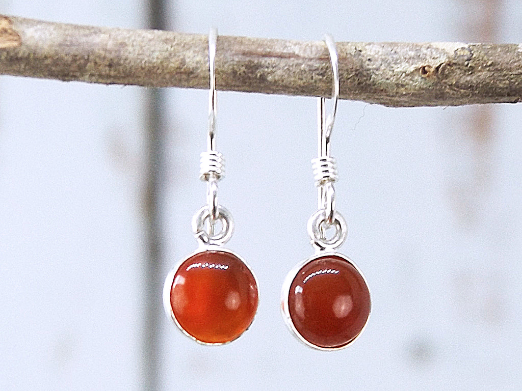 Petite Carnelian Earrings in Sterling Silver - Eluna Jewelry