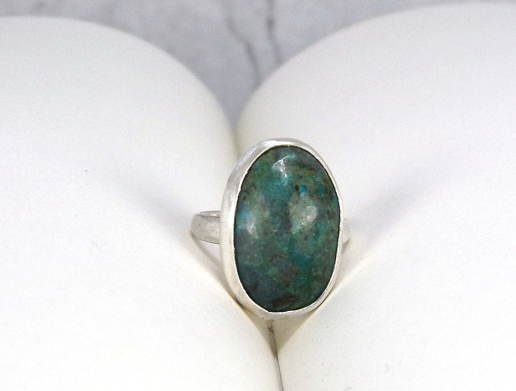 Adjustable Sterling Silver and Chrysocolla Ring
