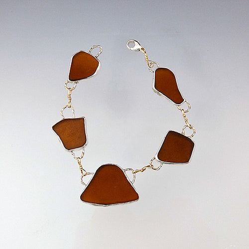 Brown Sea Glass Bracelet - Eluna Jewelry