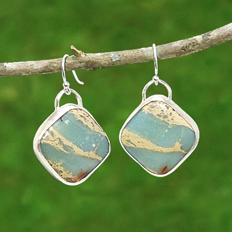 Aqua Terra Jasper Gesmtone Earrings - Eluna Jewelry