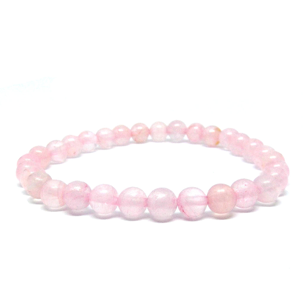 Rose Quartz Gemstone Healing Bracelet for Unconditional Love, 6mm Bead Bracelet - Eluna Jewelry