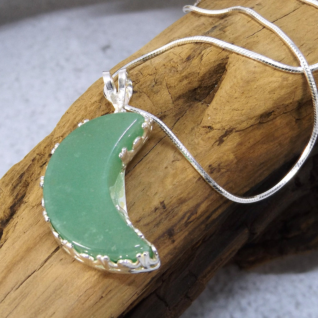 Green Aventurine Crescent Moon Necklace