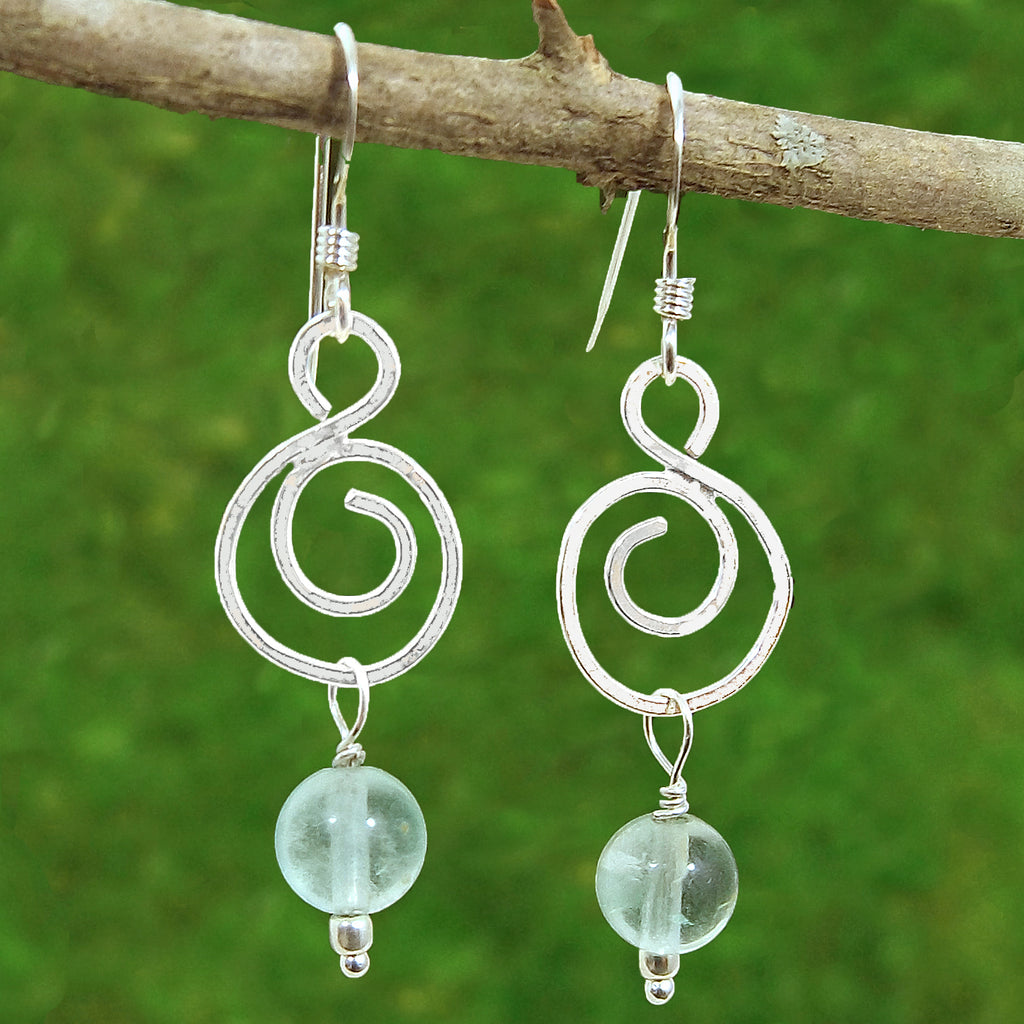 Fluorite Spiral Healing Earrings - Eluna Jewelry