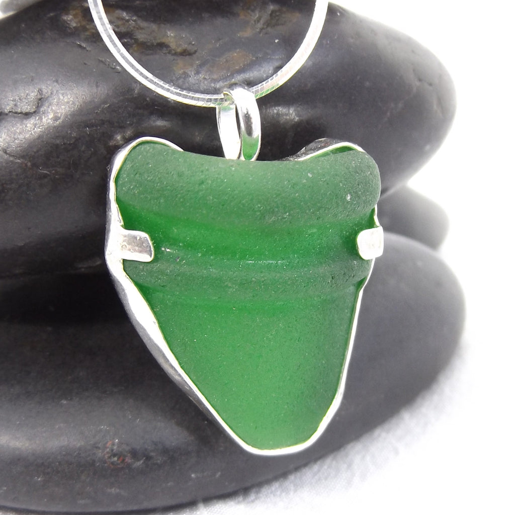 Authentic Green Sea Glass Necklace From Wrightsville Beach, NC - Eluna Jewelry