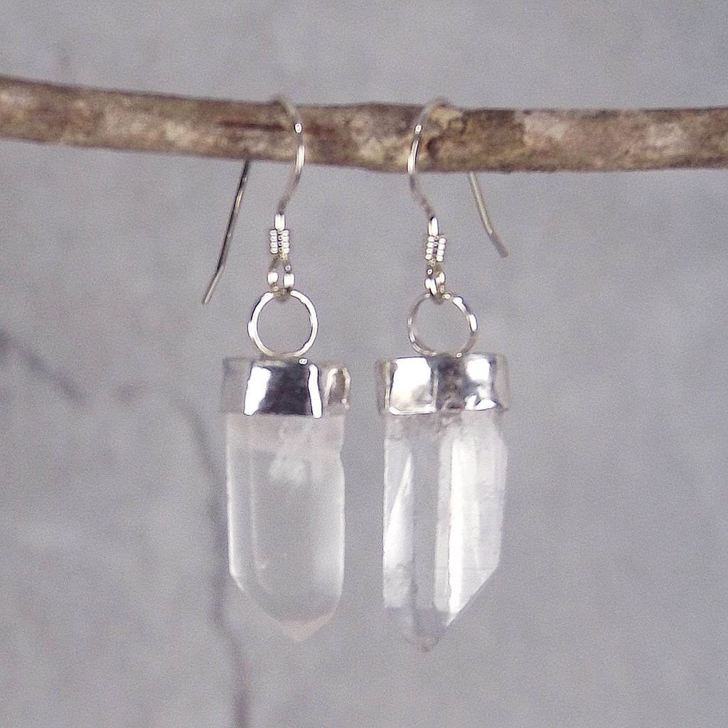Crystal Quartz Earrings in Sterling Silver (Pair E)