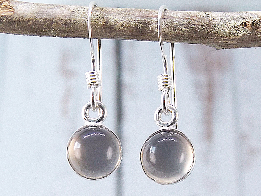 Petite Smoky Quartz Earrings in Sterling Silver - Eluna Jewelry